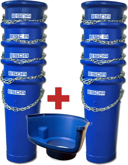 10 St. Bauschuttrutschen in blau   +  1 St. Einfüllvorrichtung in blau